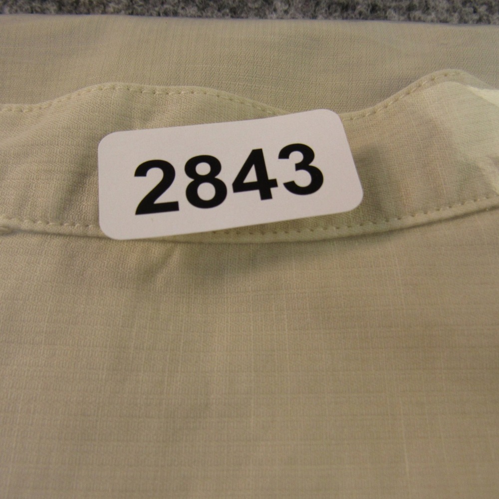 32 Bar Blues Shirt Mens L Tan Cotton Linen Blend Band Collar Short Sleeve Summer - Picture 11 of 11